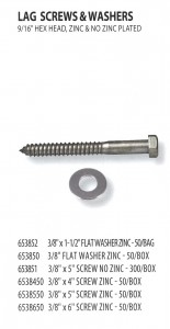 653852 653850 653851 6538450 6538550 6538650 LAG SCREWS & WASHERS