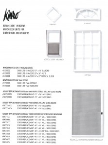 REPLACEMENT WINDOWS AND SCREEN UNITS FOR KINRO DOORS AND WINDOWS
