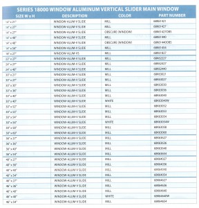 SERIES 1800 WINDOW ALUMINUM VERTICAL SLIDER MAIN WINDOW