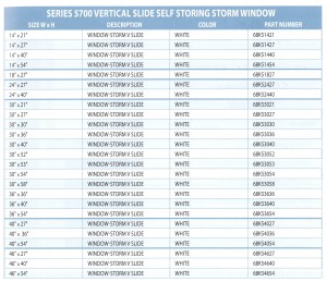SERIES 5700 VERTICAL SLIDE SELF STORING STORM WINDOW