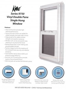 SERIES 9750 VINYL DOUBLE PANE SINGLE HUNG WINDOW