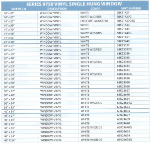 SERIES 9750 VINYL SINGLE HUNG WINDOW